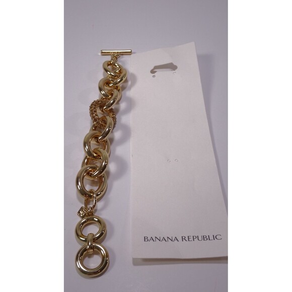 Banana Republic Women's Gold pave GLAMOUR Toggle Bracelet NWT 89 - Picture 4 of 9